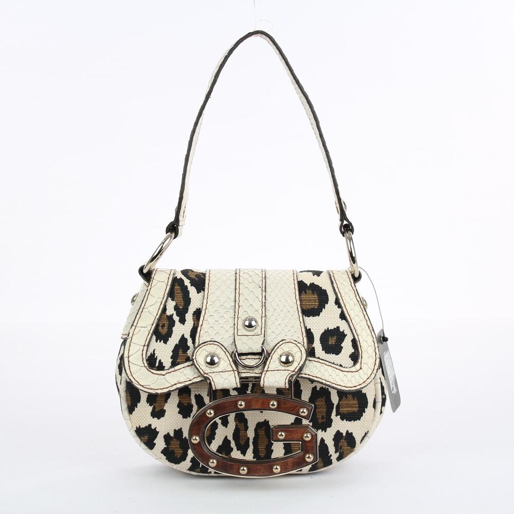 NWT GUESS Y2K Leopard Print Faux Snakeskin Baguette Bag